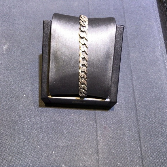 Bracelet Sterling Silver Diamond Cut CubanLink Chain Claw Clasp 925 Stamp - Picture 2 of 4
